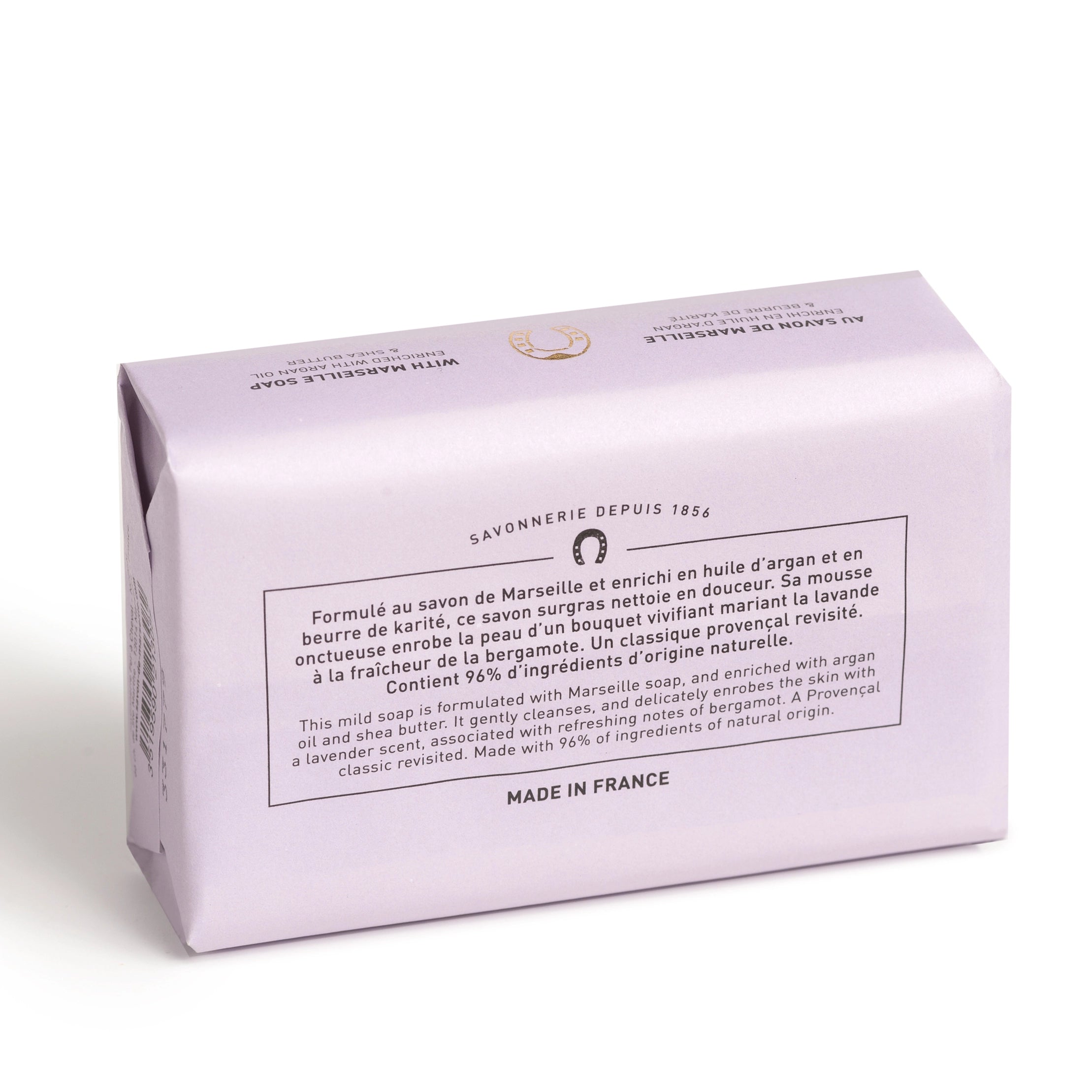 Softly scented Marseille soap with invigorating Lavender