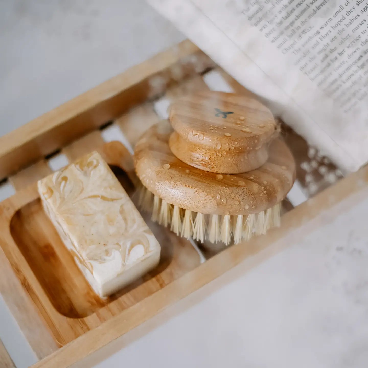 Bamboo bath brush with coconut bristles