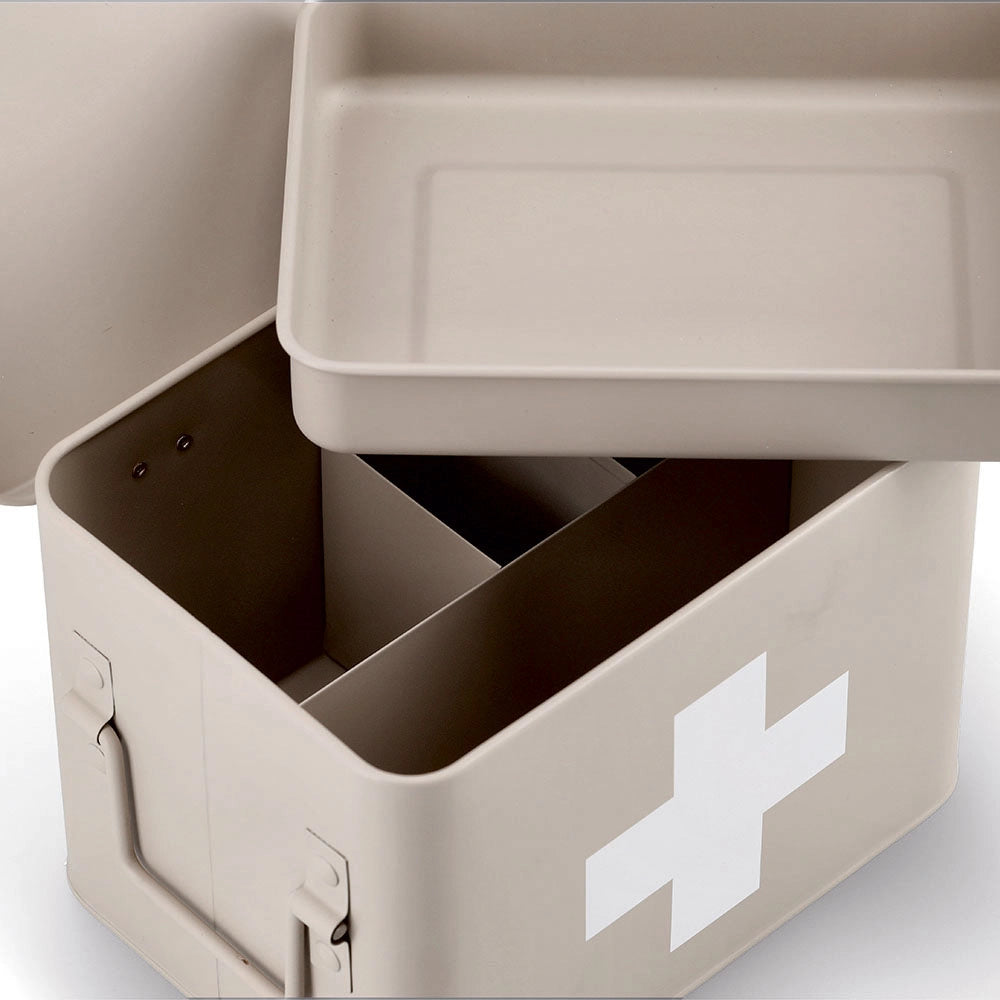 Zeller Medicijnkist / Verbanddoos – Metaal – Beige met Wit Kruis