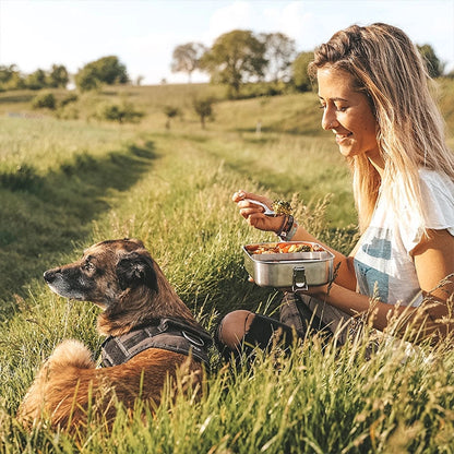 Lekvrije RVS Lunchbox XL 1400 ml – Met Flexibele Verdeelwand en 2 Compartimenten