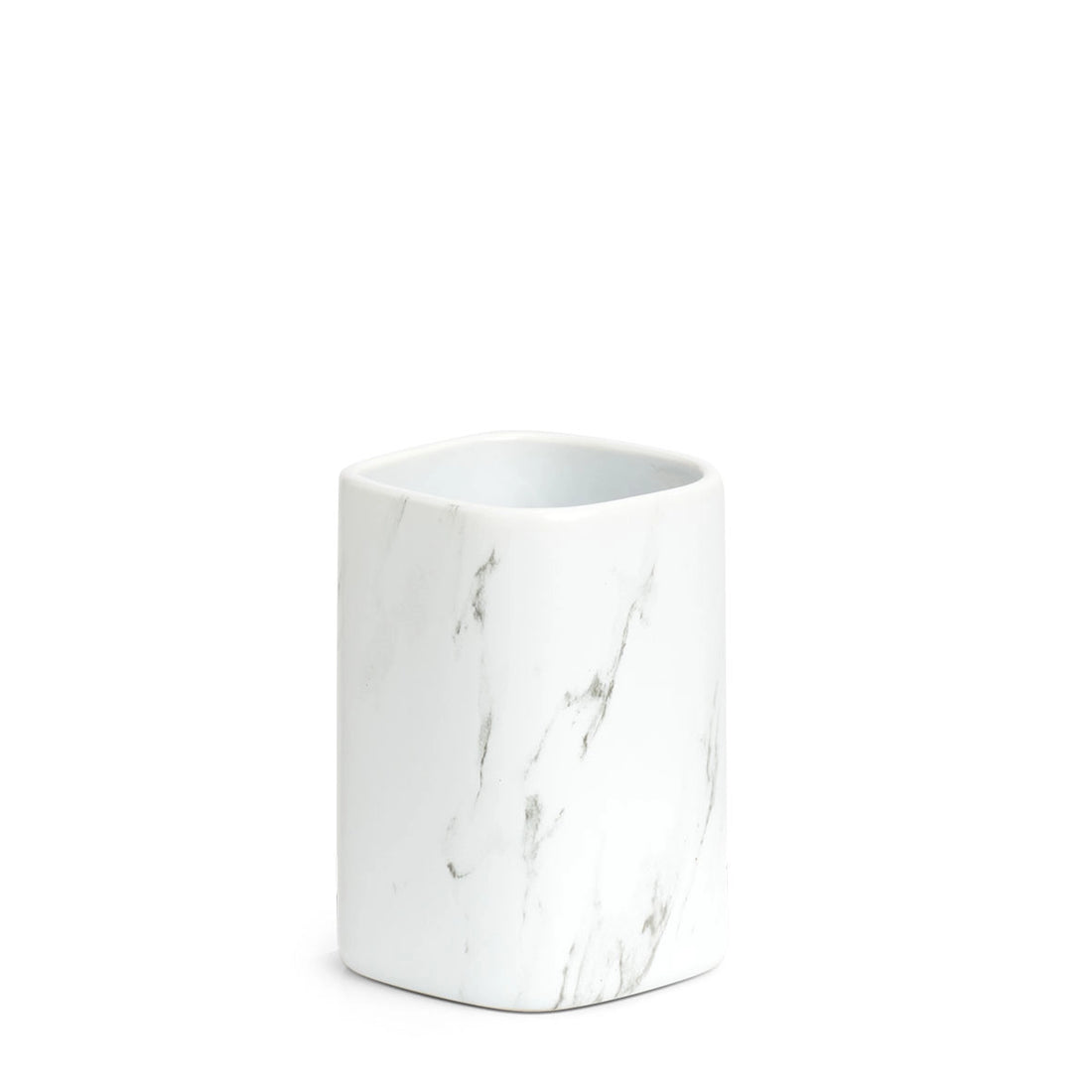 Tandenborstelbeker - keramiek - wit marmer look luxe - Zeller Present