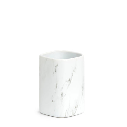 Tandenborstelbeker - keramiek - wit marmer look luxe - Zeller Present