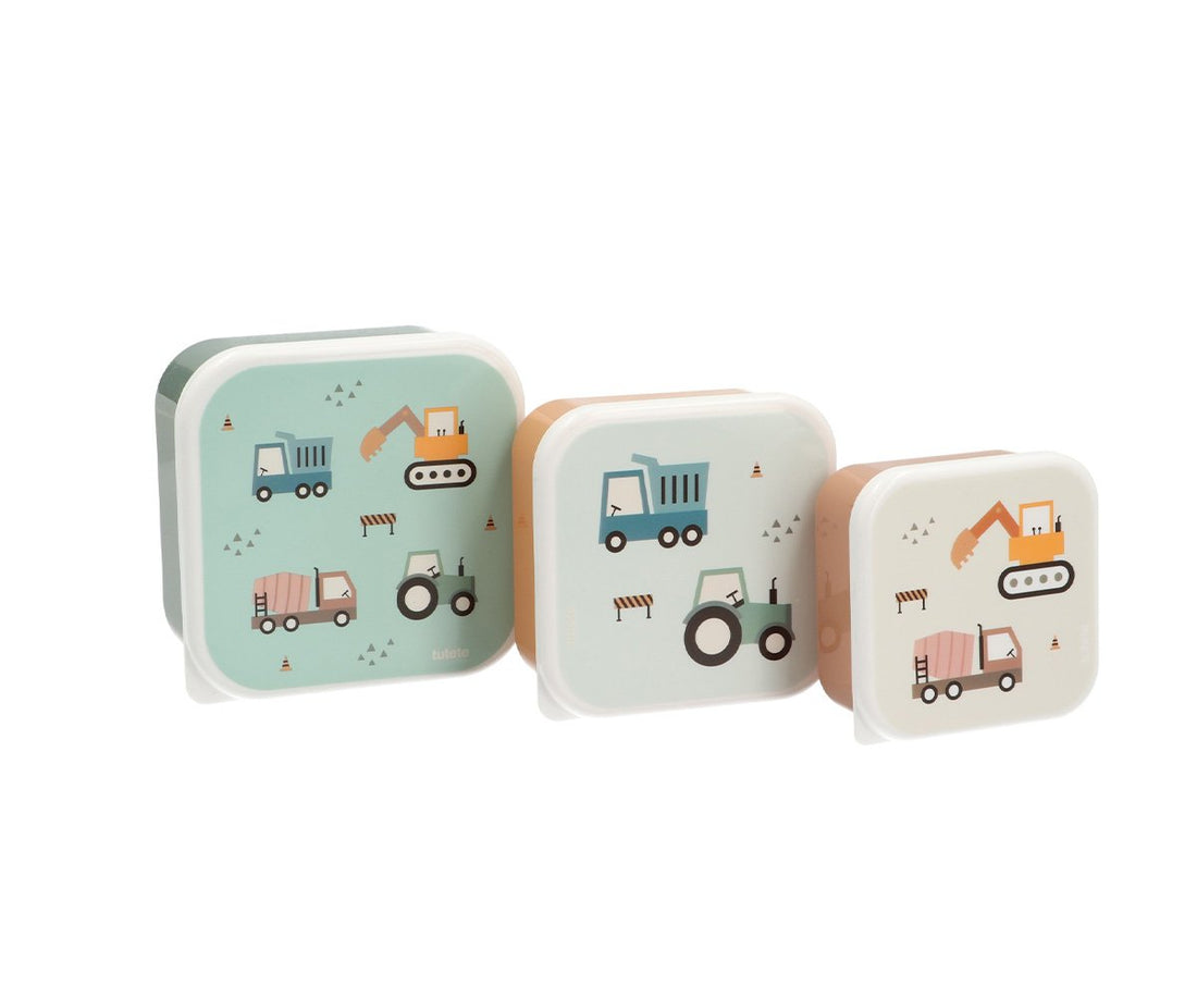 Tutete Lunchbox - Snackdoosjes (set van 3) | Vrachtwagenmotief