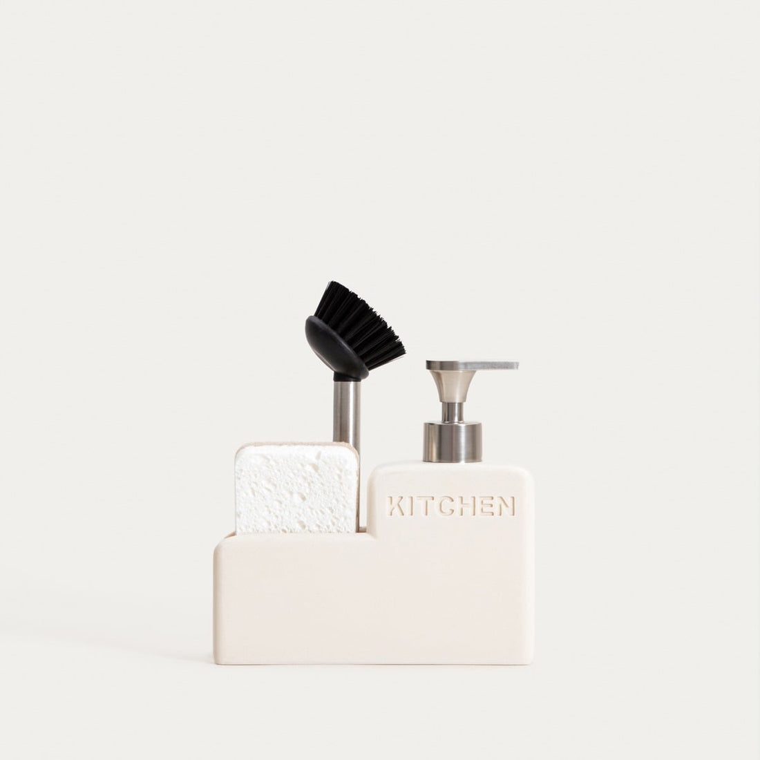 Keuken Zeep Dispenser Sponshouder | DOSSE | Polyresin | Crème
