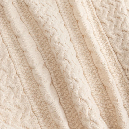 FLAVE | Zacht beige deken met gebreide structuur | 130x170 cm