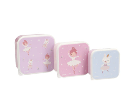Tutete Lunchbox - Snackdoosjes (set van 3) | Ballerina-illustratie