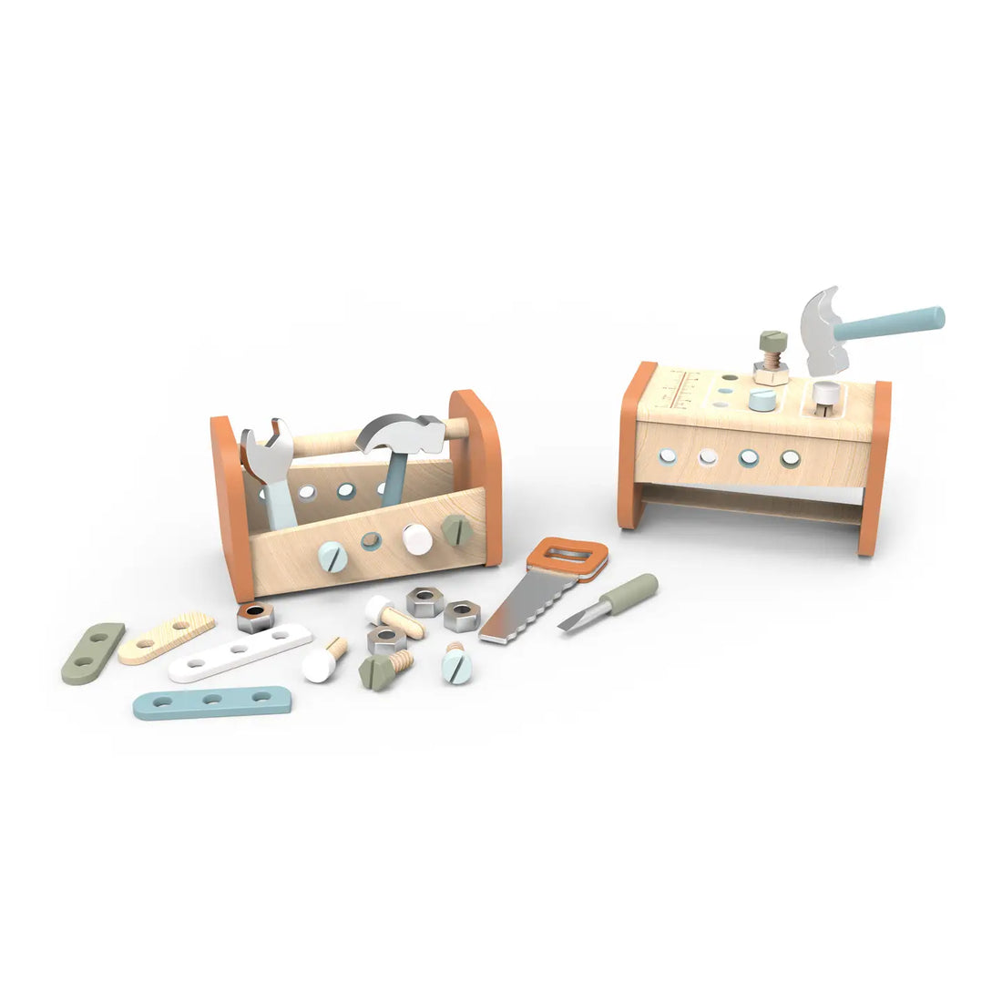 Houten Gereedschapskist Kluswerkbank 2-in-1 – Speedy Monkey Speelgoed