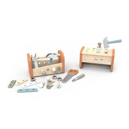 Houten Gereedschapskist Kluswerkbank 2-in-1 – Speedy Monkey Speelgoed