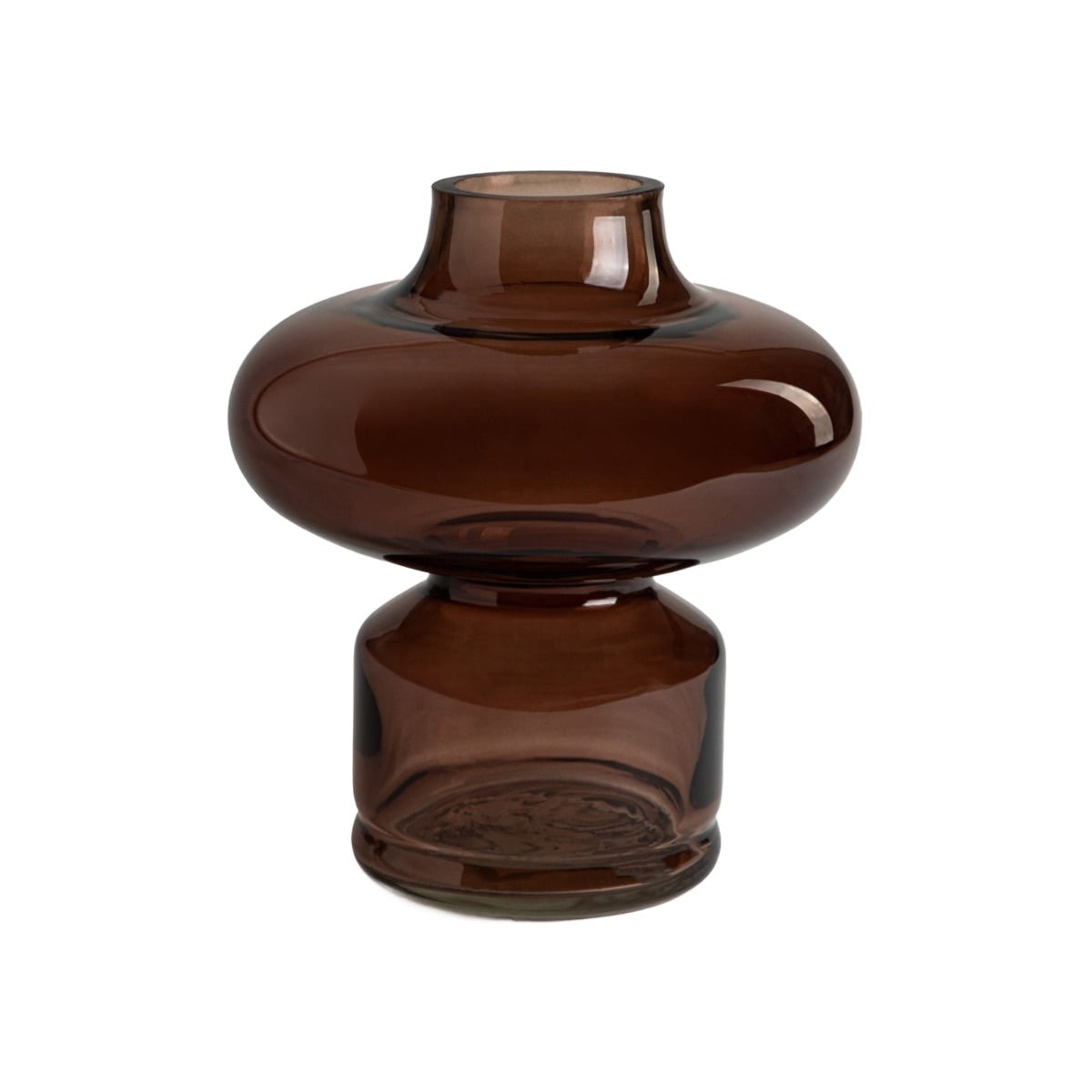 Japandi vaas LUNNEL – Bruin glas – 19,3 x 21 cm