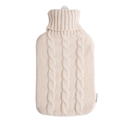 BLISS Warmwaterkruik beige met knusse gebreide hoes | 2L