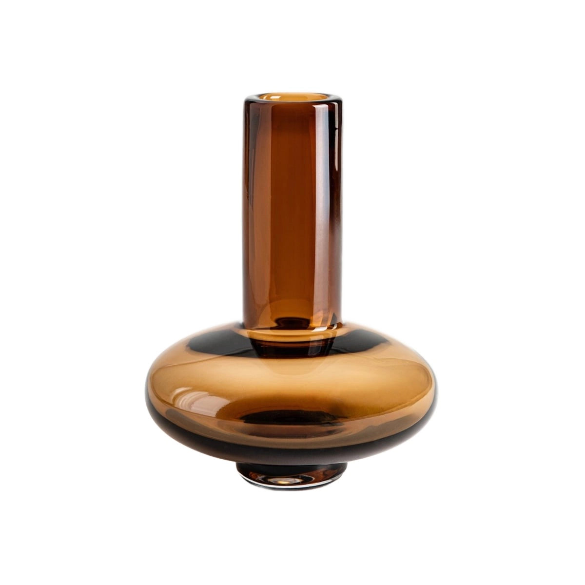MONERA Amberkleurige Glazen Vaas – Warme Elegantie voor Elk Interieur | 13,5 x 18 cm