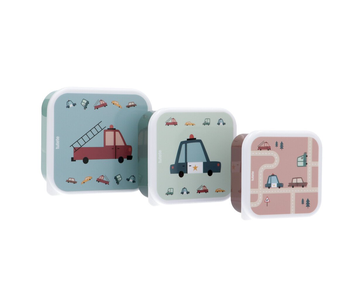 Tutete Lunchbox - Snackdoosjes (set van 3) | Vintage auto’s