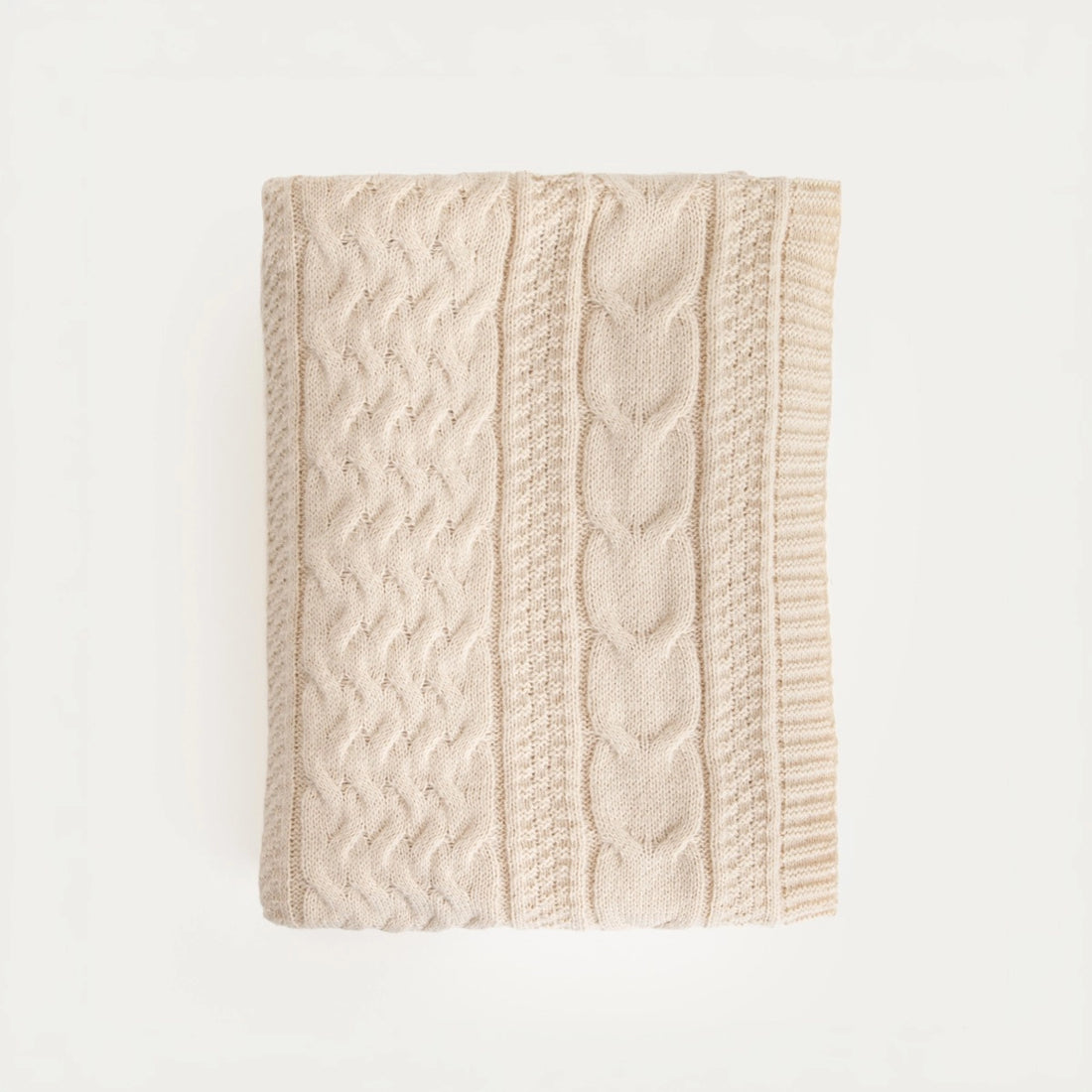 FLAVE | Zacht beige deken met gebreide structuur | 130x170 cm
