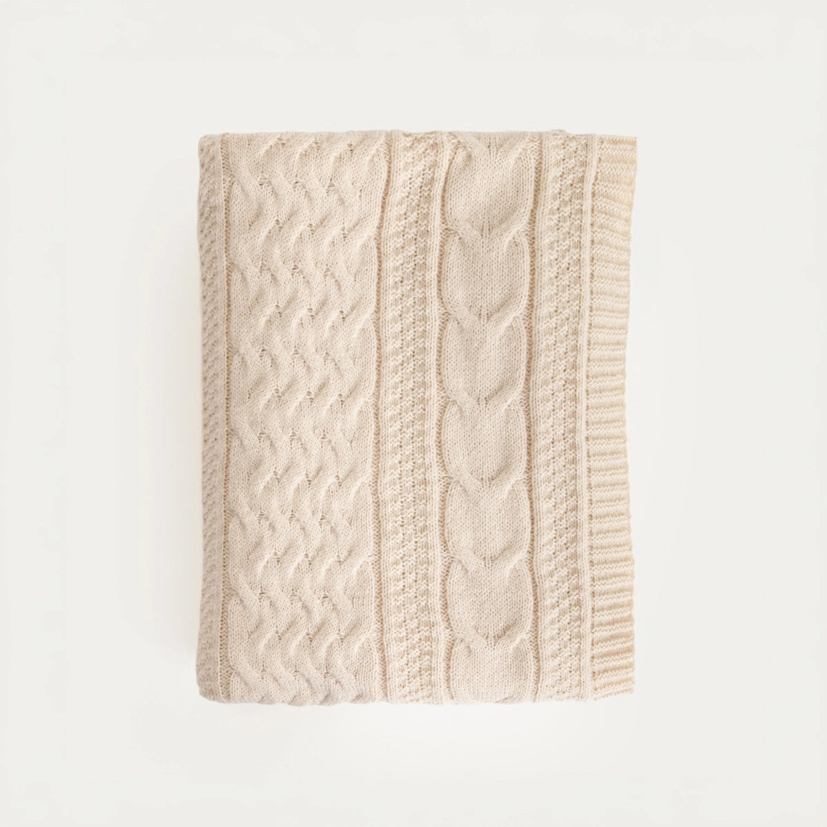 FLAVE | Zacht beige deken met gebreide structuur | 130x170 cm