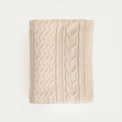 FLAVE | Zacht beige deken met gebreide structuur | 130x170 cm