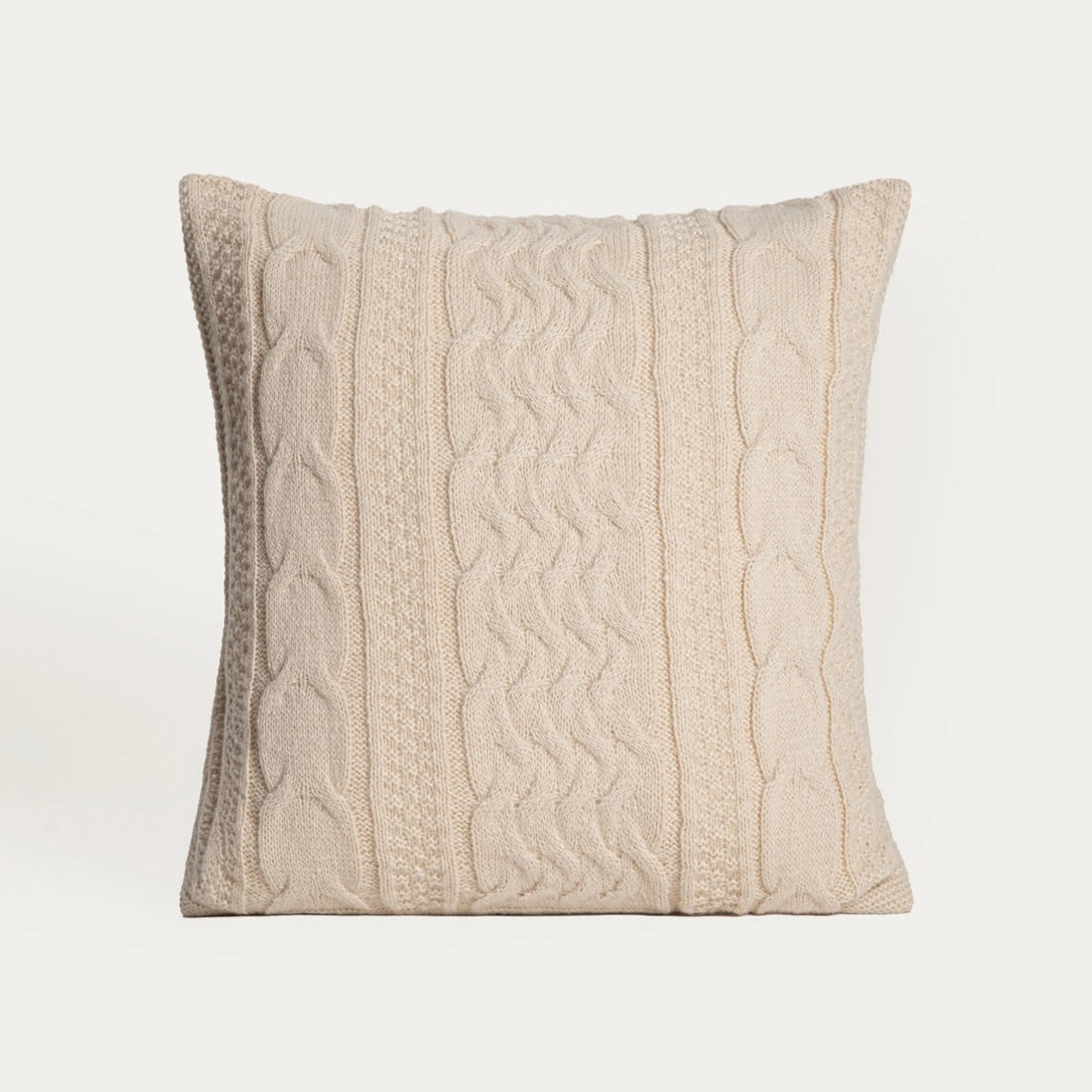 FLAVE Kussensloop | Zacht beige kussenhoes met gebreide structuur | 45 x 45