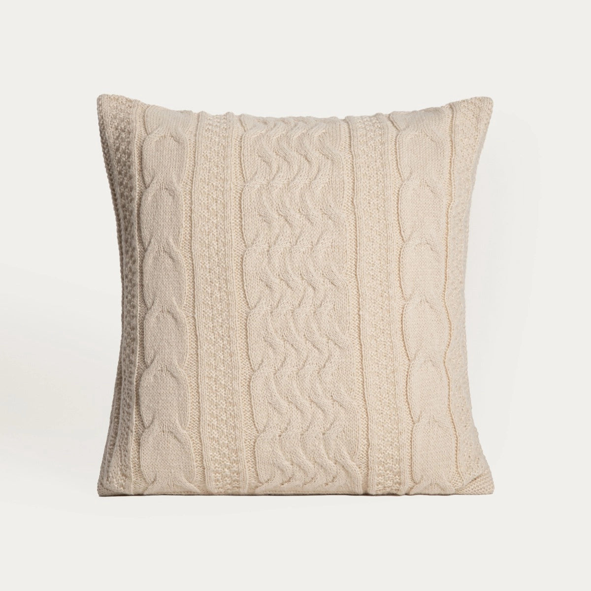 FLAVE Kussensloop | Zacht beige kussenhoes met gebreide structuur | 45 x 45