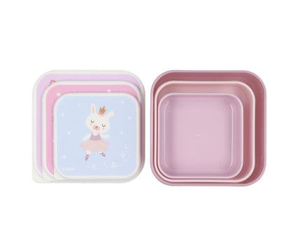 Tutete Lunchbox - Snackdoosjes (set van 3) | Ballerina-illustratie