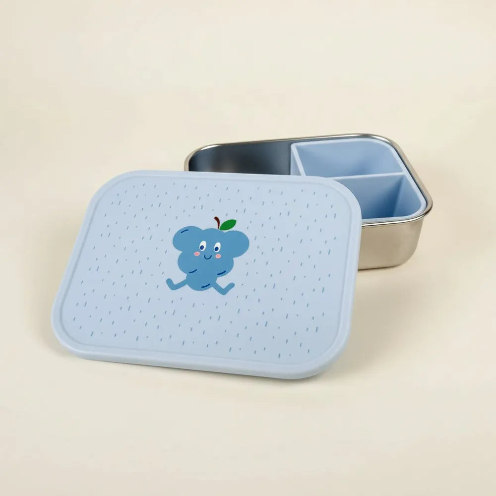 RVS Kinder Lunchbox met Siliconen Verdeelvak – Druifje Fruitprint
