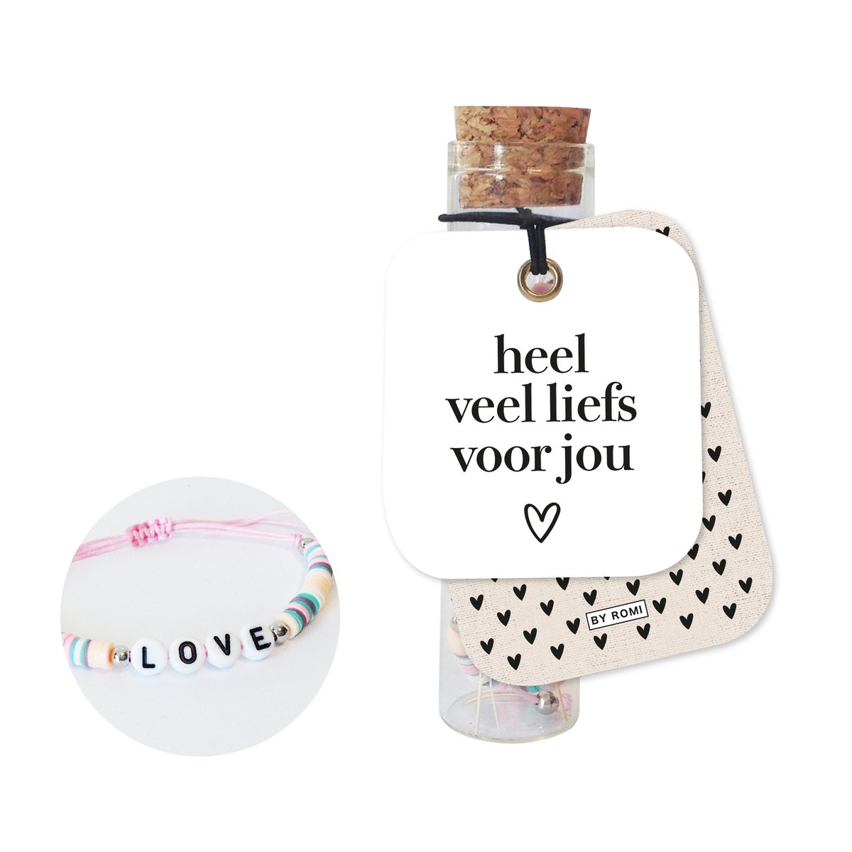 Wensbuisje armbandje Love - Heel veel liefs voor jou