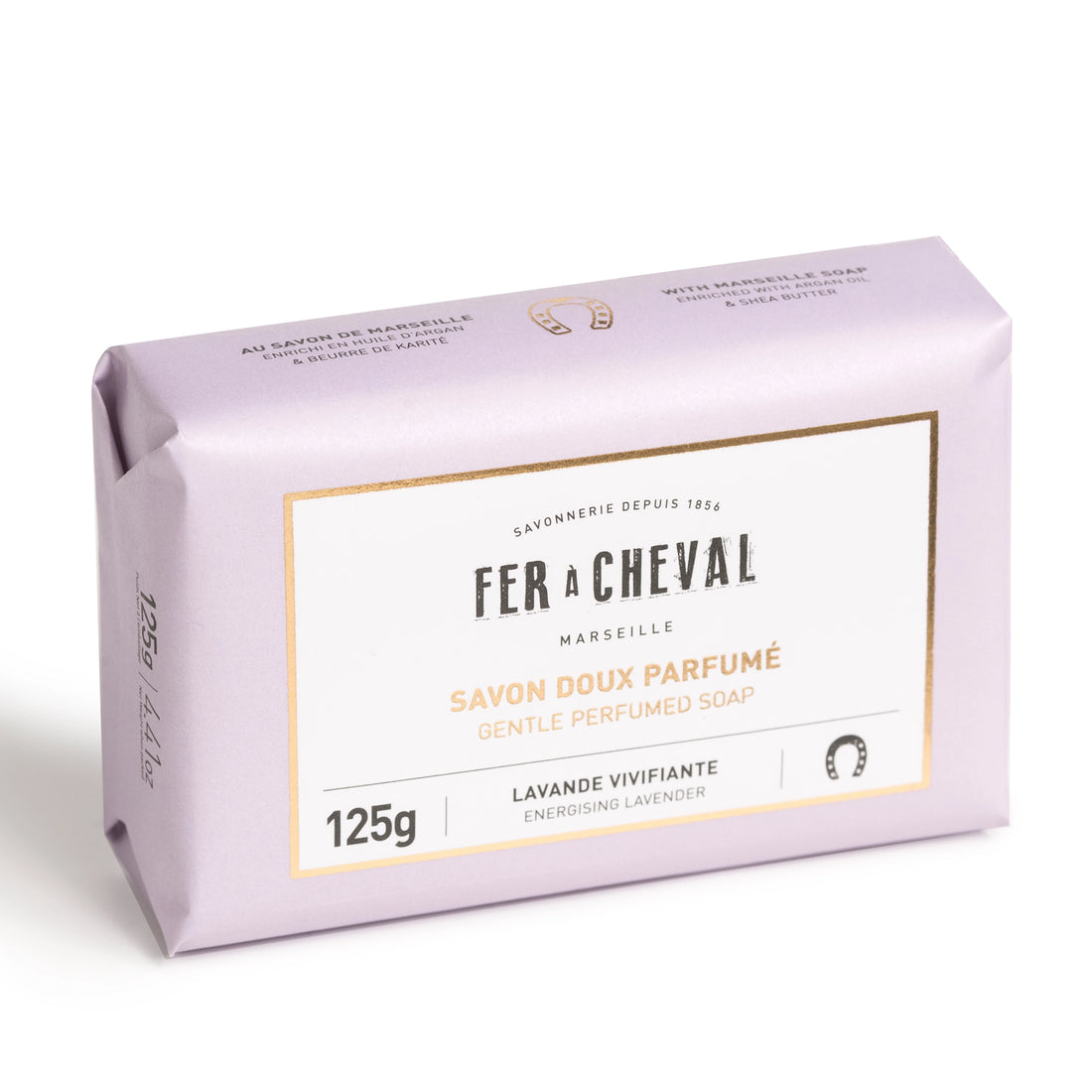 Softly scented Marseille soap with invigorating Lavender