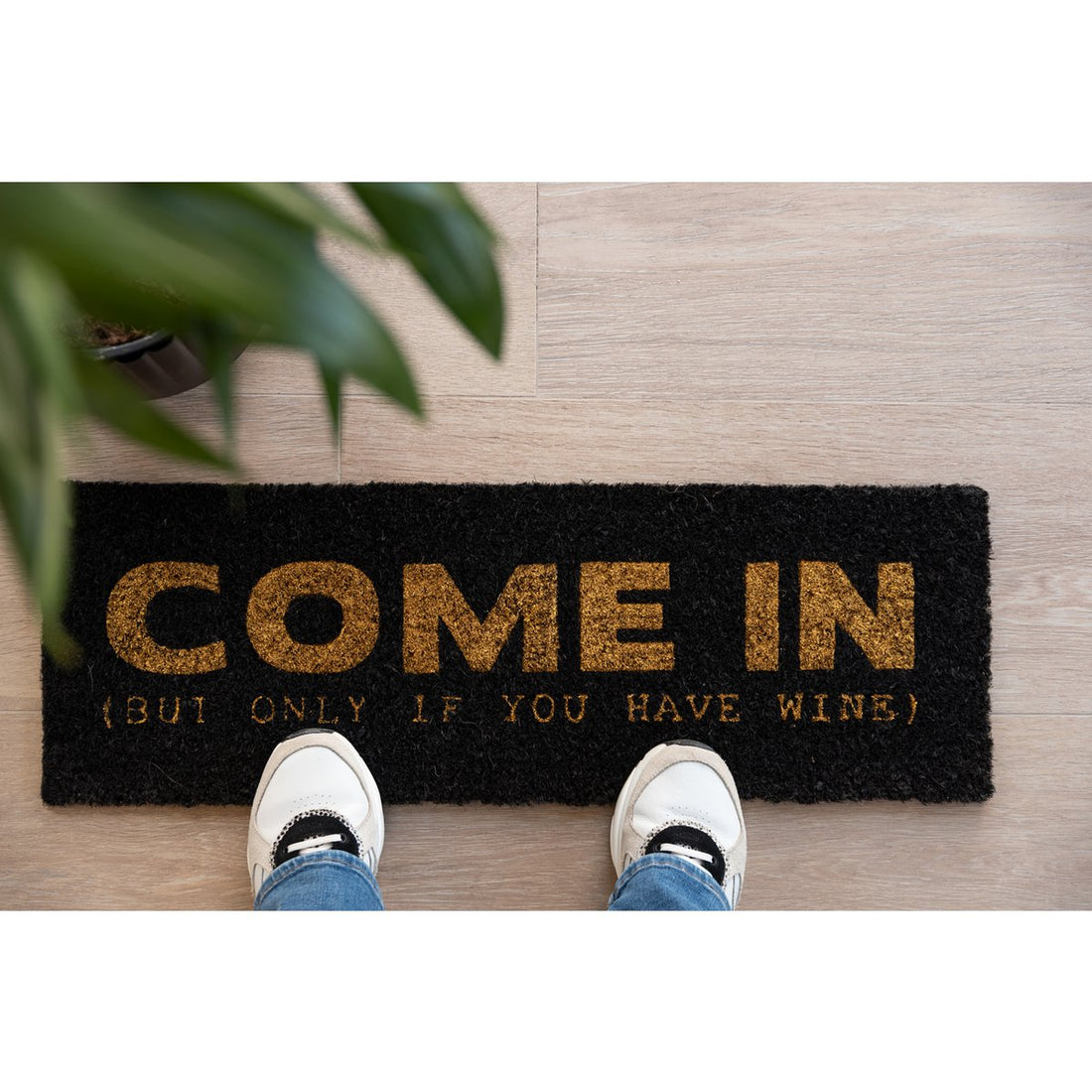 Doormat Come In (But Only If You Have Wine) Black/Gold Present Time