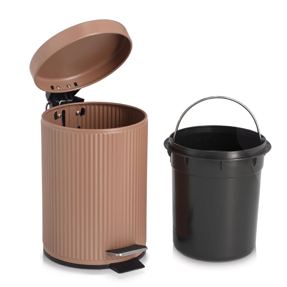 Zeller Cosmetica-emmer 3 liter - Badkamer pedaalemmer metaal/kunststof, mocca