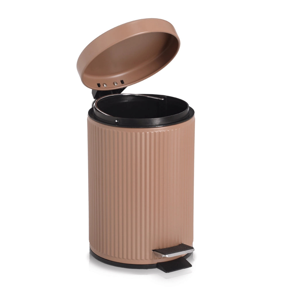 Zeller Cosmetica-emmer 3 liter - Badkamer pedaalemmer metaal/kunststof, mocca