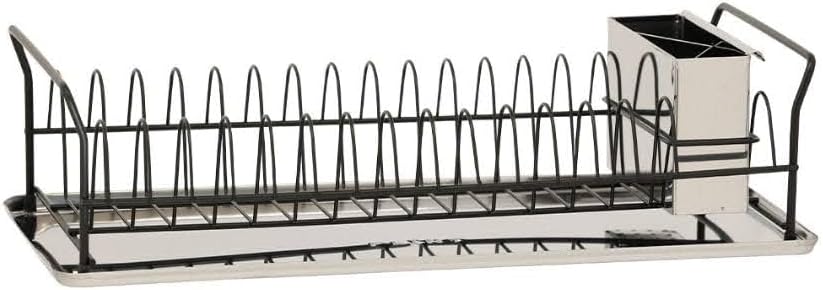 Compact Retro Dish Rack with Cutlery Holder Black - Plint