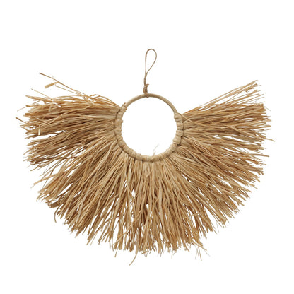 Boho crescent moon wall decoration dried grass