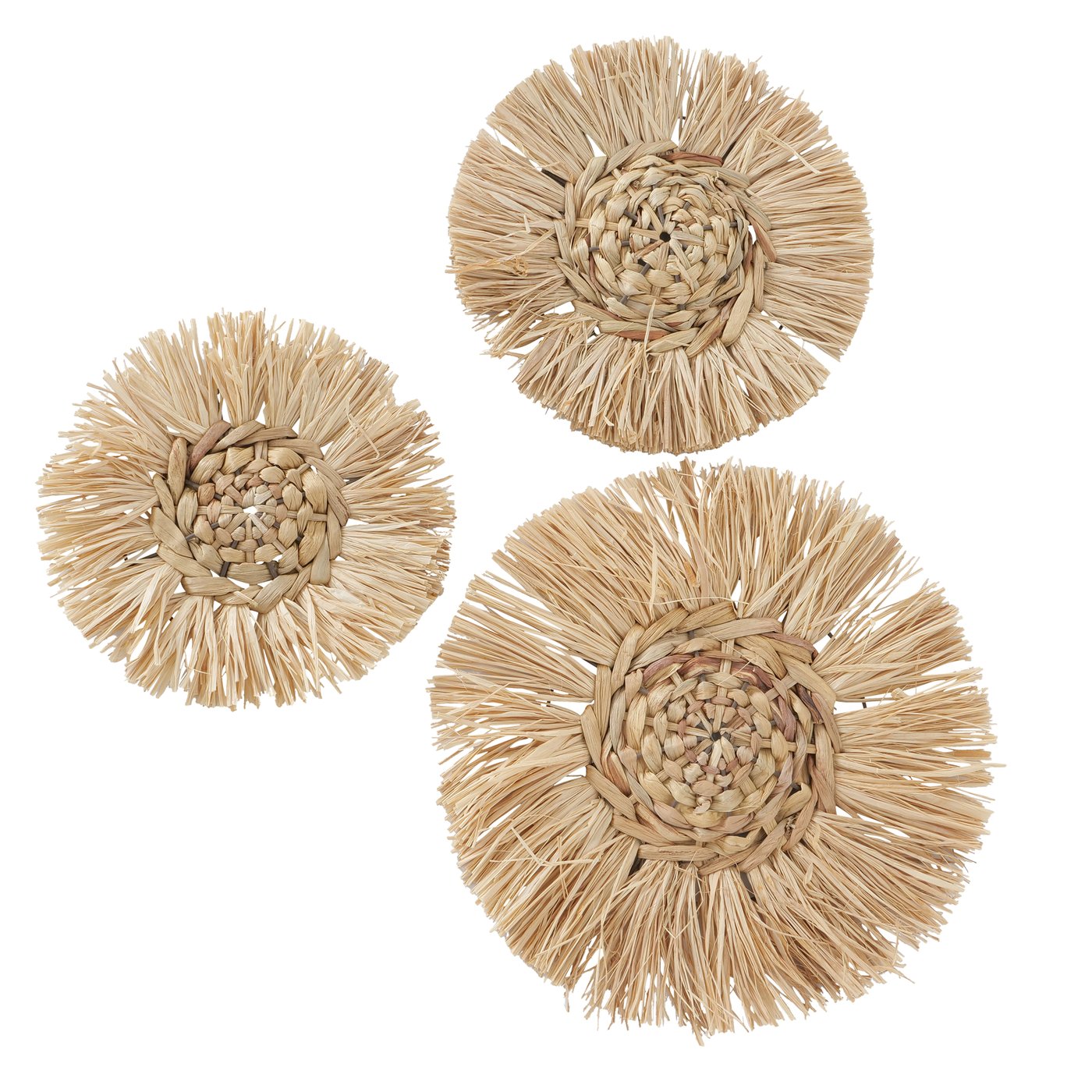 Boho circles from braided seagrass, set of 3