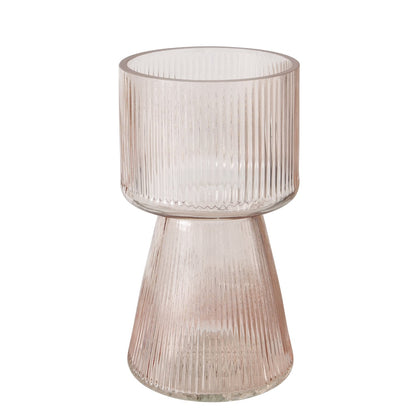 Trendy glass relief vase light pink