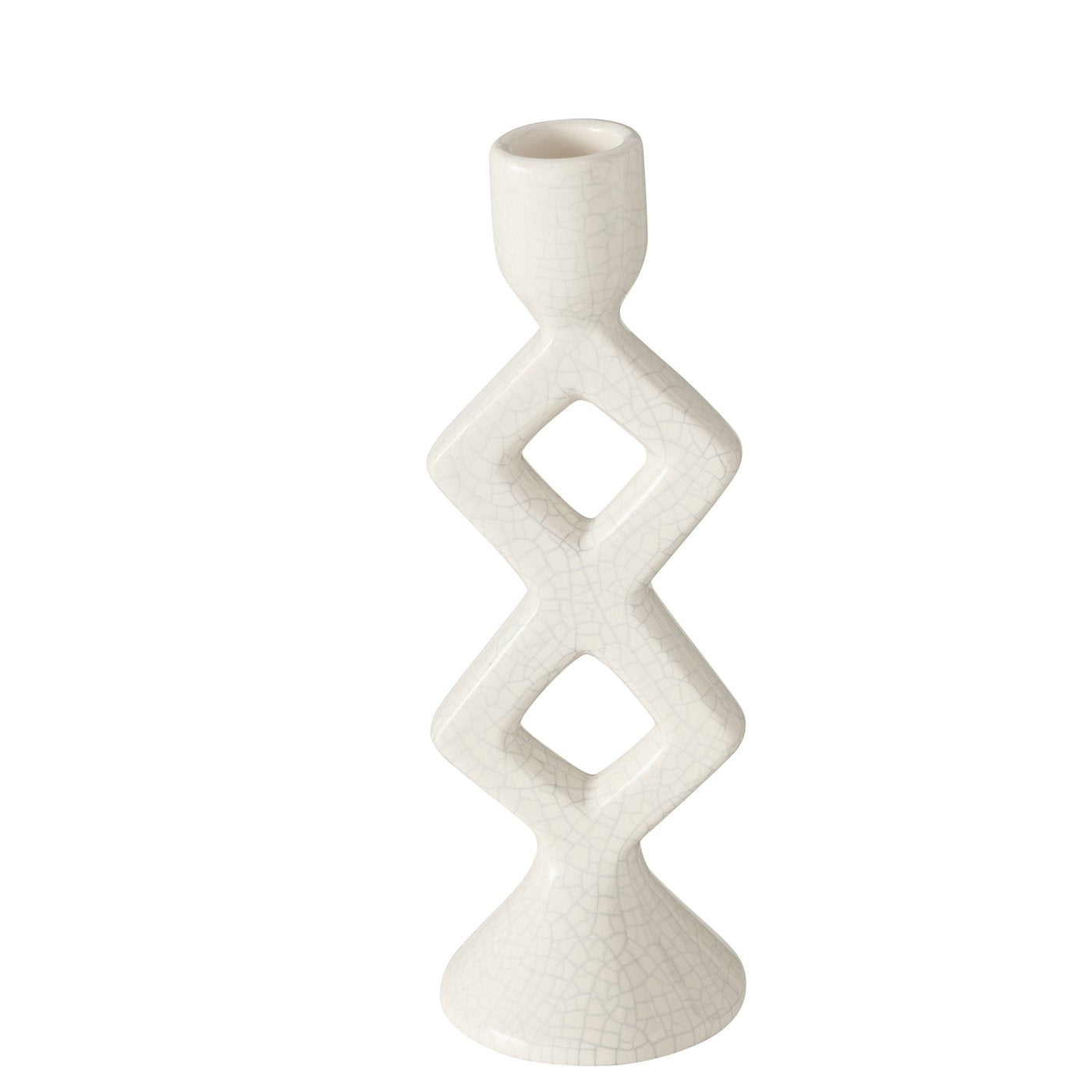 Boho ceramic candlestick Famosa white