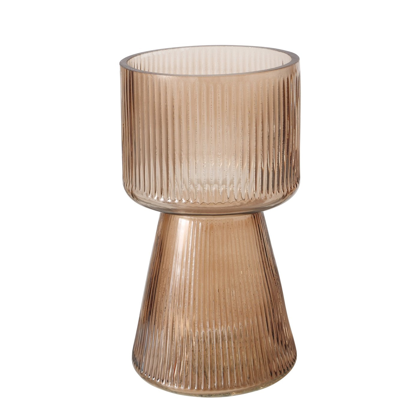 Trendy glass relief vase taupe