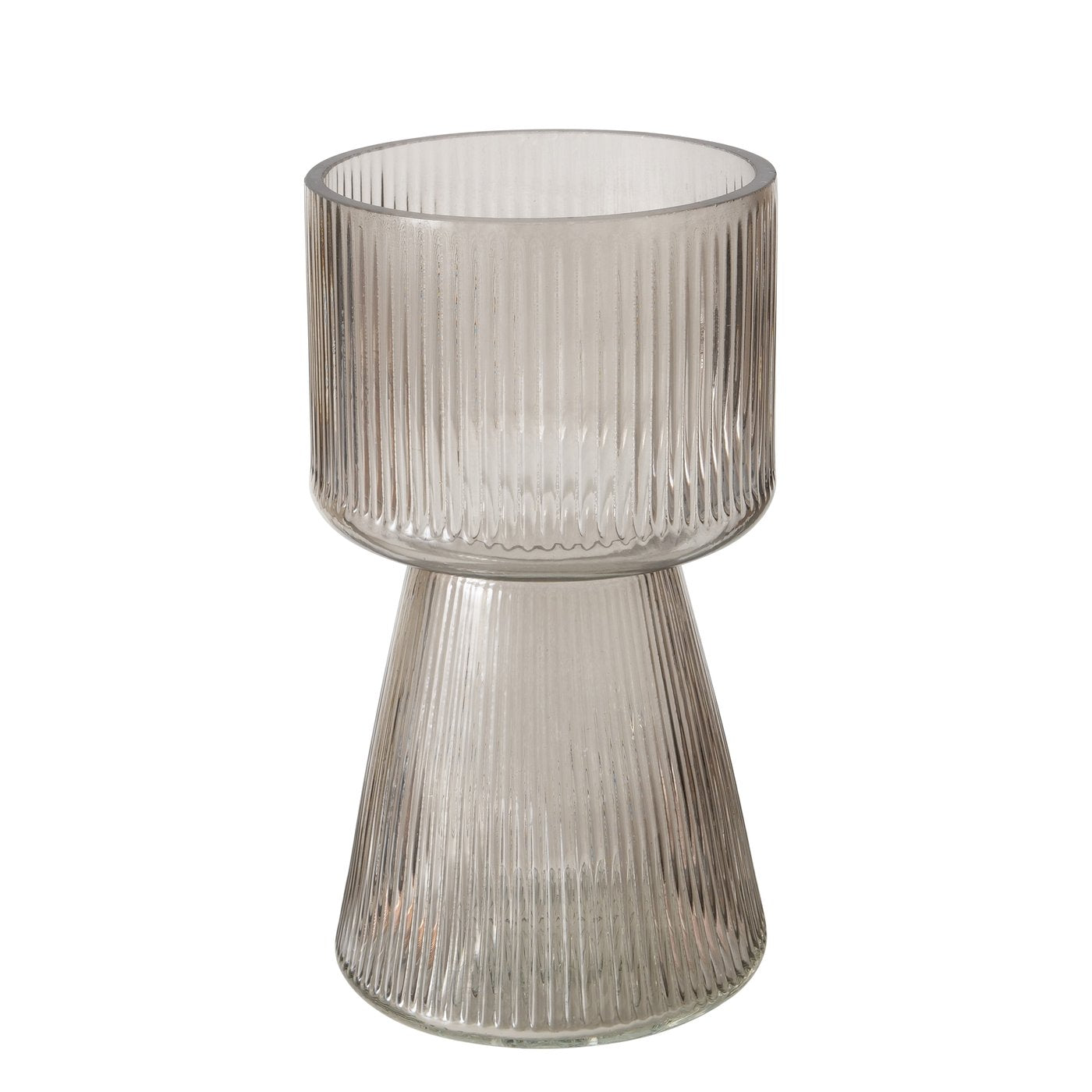 Trendy glass relief vase light gray