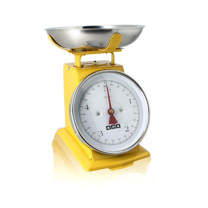 Gele retro mechanische keukenweegschaal van 5 kg/20 g - OGO Living