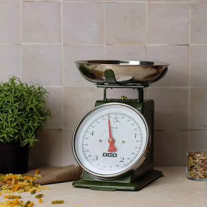Groene retro mechanische keukenweegschaal van 5 kg/20 g - OGO Living