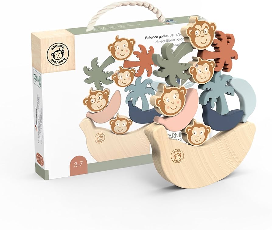 Houten Balansspel Aapjes – Speedy Monkey Stapelspeelgoed