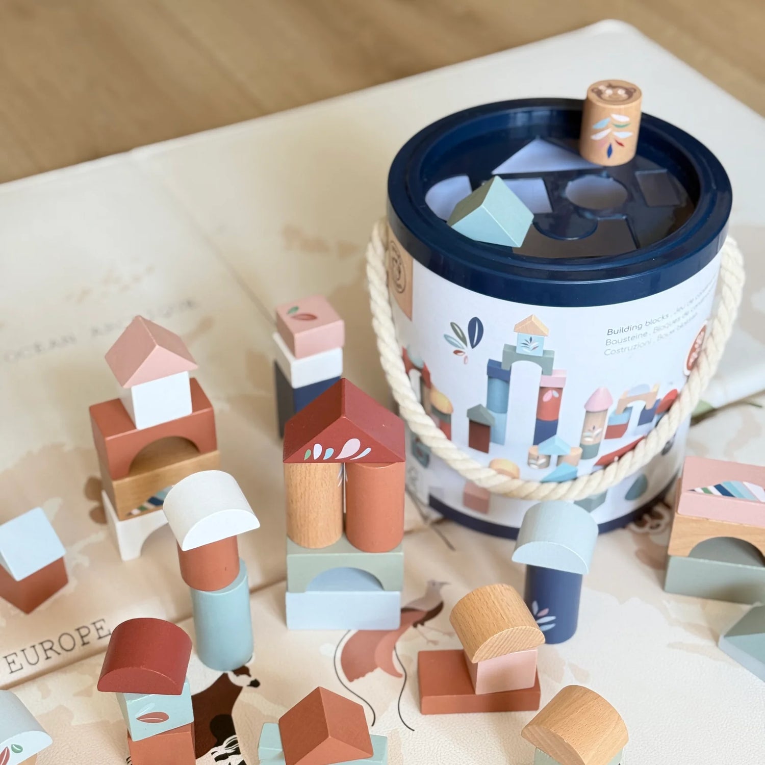 Houten Blokkendoos 50 Bouwblokken – Speedy Monkey Speelgoed 12m+