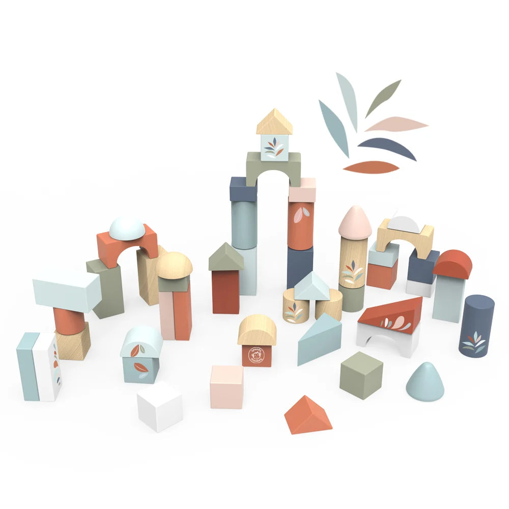 Houten Blokkendoos 50 Bouwblokken – Speedy Monkey Speelgoed 12m+