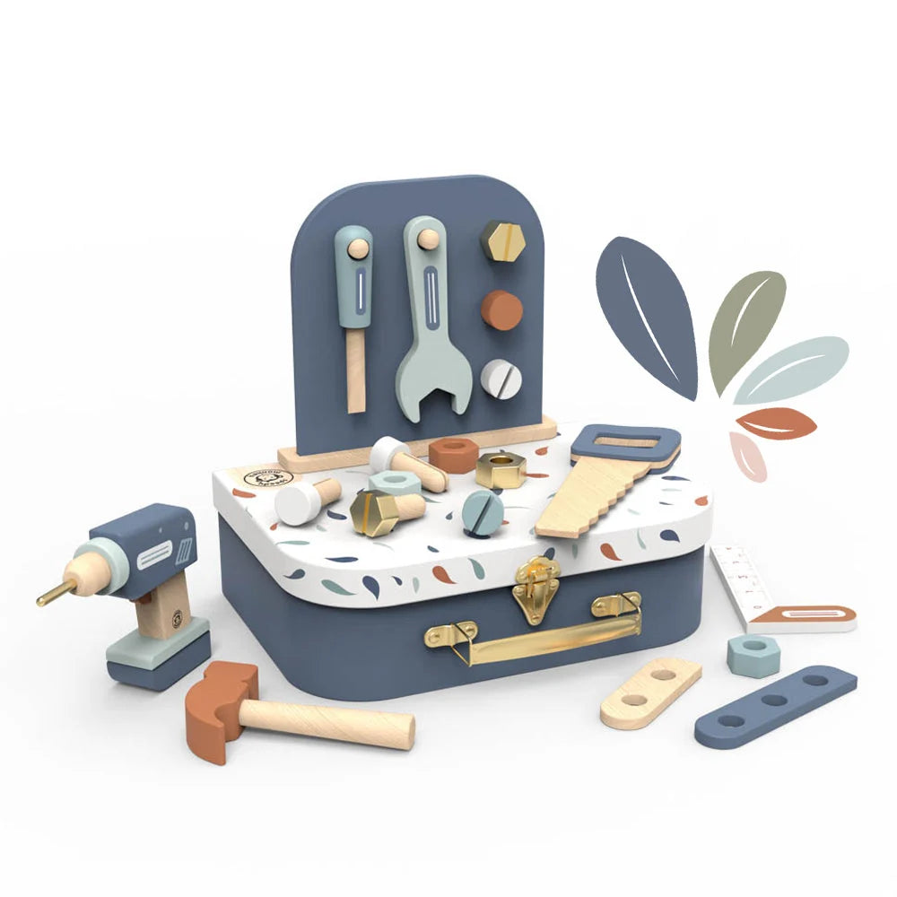 Houten Gereedschapskoffer met 19 Accessoires – Speedy Monkey Tool Suitcase 3+