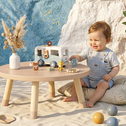 Houten Speelgoedbusje met Dieren Insteekvormen – Speedy Monkey 12m+