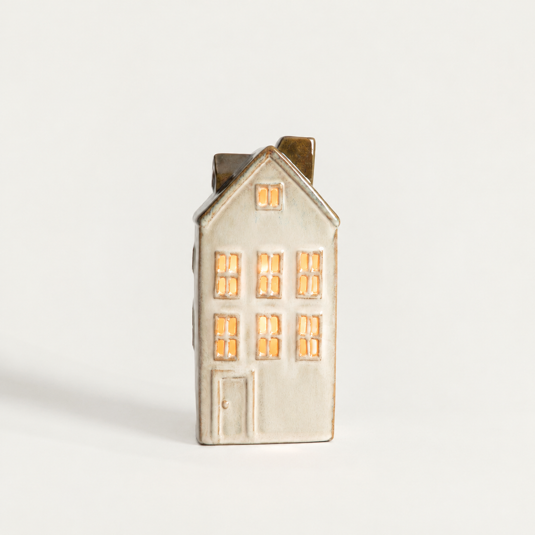Keramisch Groot Decoratief Led Stadshuis | VILLAGE | 14.3x9.1x18.1 cm