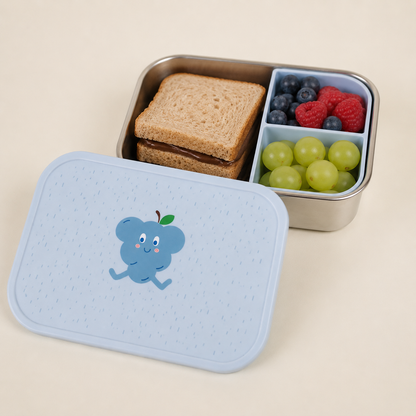 RVS Kinder Lunchbox met Siliconen Verdeelvak – Druifje Fruitprint