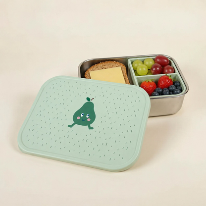 RVS Kinder Lunchbox met Siliconen Verdeelvak – Peertje Fruitprint