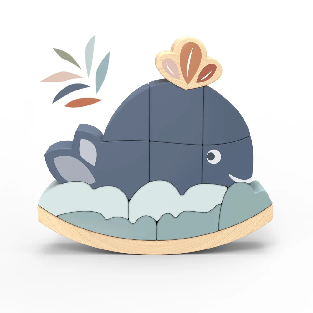 Houten Balansspel Walvis Stapelspeelgoed – Speedy Monkey Rocking Stacker