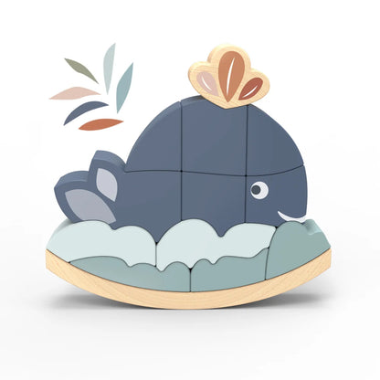 Houten Balansspel Walvis Stapelspeelgoed – Speedy Monkey Rocking Stacker