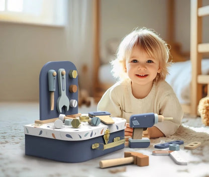 Houten Gereedschapskoffer met 19 Accessoires – Speedy Monkey Tool Suitcase 3+
