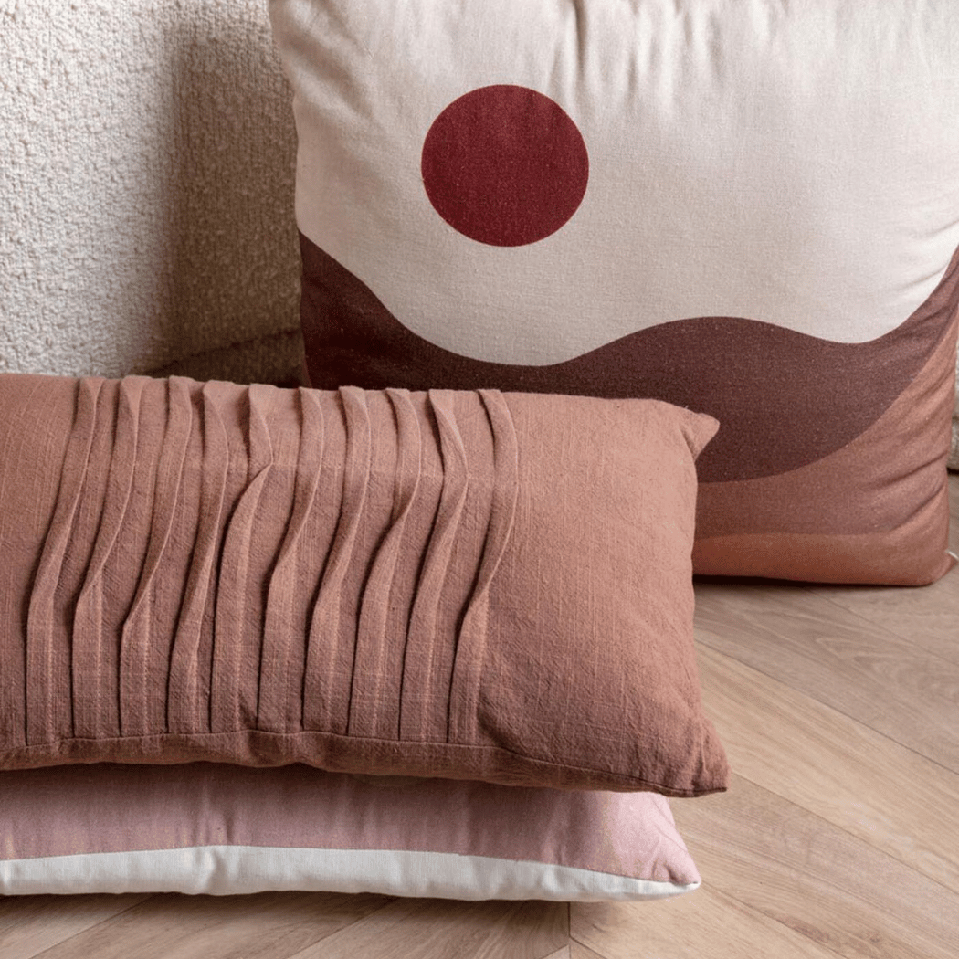 Throw Pillow Sunset Square - Sand Brown, Present Time