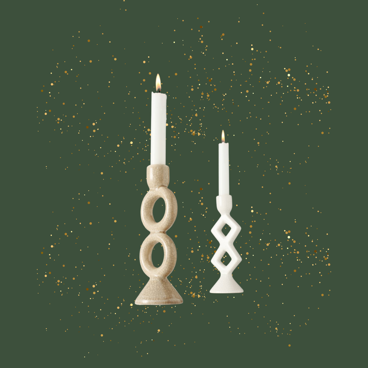 Boho ceramic candlestick Famosa white